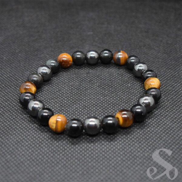 Bracelet Hématite Obsidienne et œil de tigre 8mm
