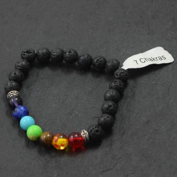 Bracelet 7 Chakras Pierre de Lave & Perles