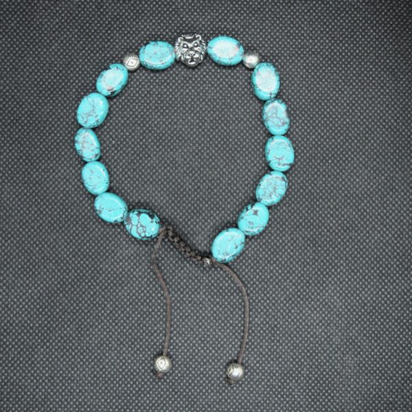 Bracelet Népalais turquoise et tête de lion – Image 2
