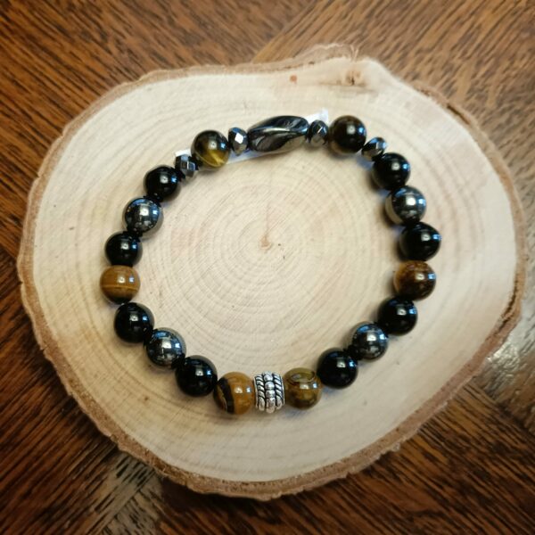 Bracelet Hématite, Onyx et Œil de Tigre