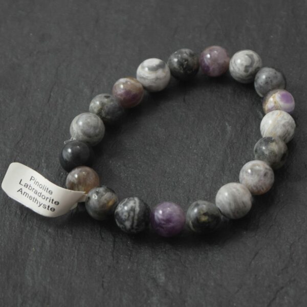 Bracelet Pinolite, Labradorite & Améthyste