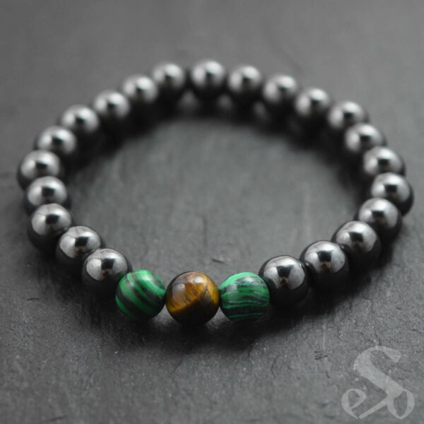 Bracelet magnétique Malachite et œil de tigre